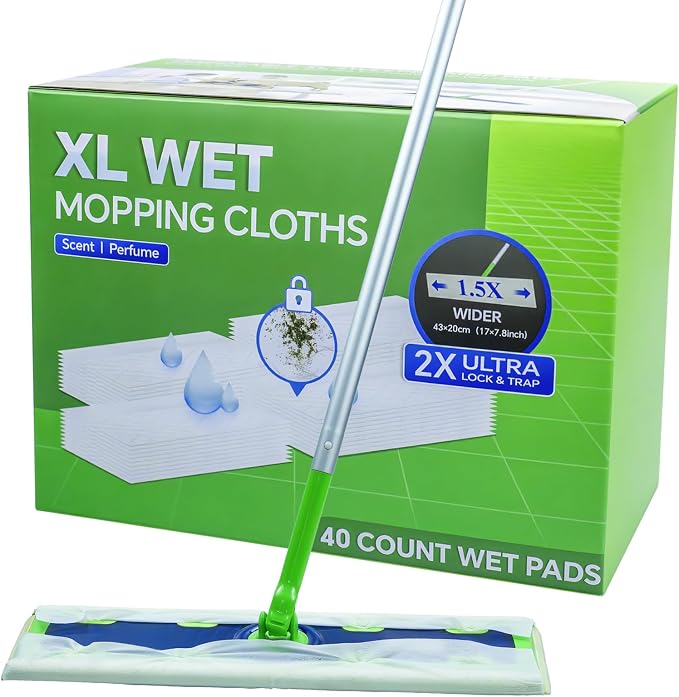 40 Count XL Wet Pads Refills for Swiffer Sweeper XL Mop | Disposable X-Large Wet Mopping Cloths, Multi-Surface Floor Cleaning, Good Solution for Pet Hair (Mop not Included)