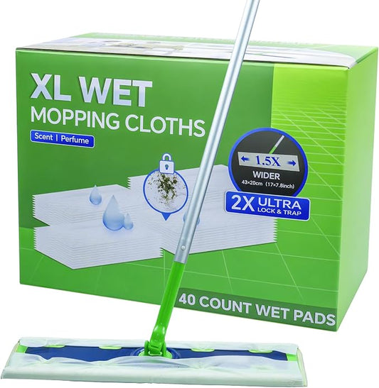 40 Count XL Wet Pads Refills for Swiffer Sweeper XL Mop | Disposable X-Large Wet Mopping Cloths, Multi-Surface Floor Cleaning, Good Solution for Pet Hair (Mop not Included)