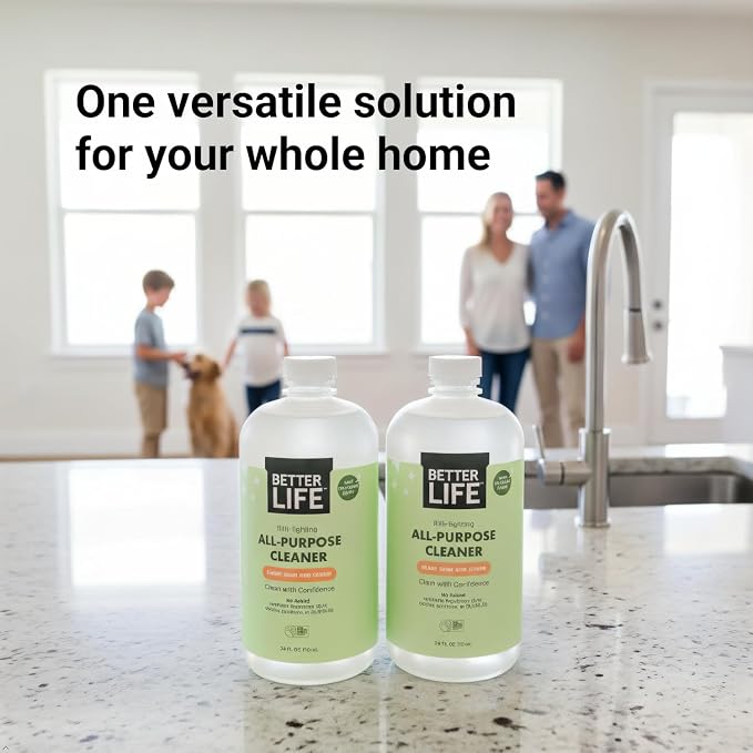 Better Life All Purpose Cleaner - Multipurpose Home and Kitchen Cleaning Spray for Glass, Countertops, Appliances, Upholstery & More - Multi-surface Spray Cleaner - 24oz (Pack of 2) Clary Sage/Citrus