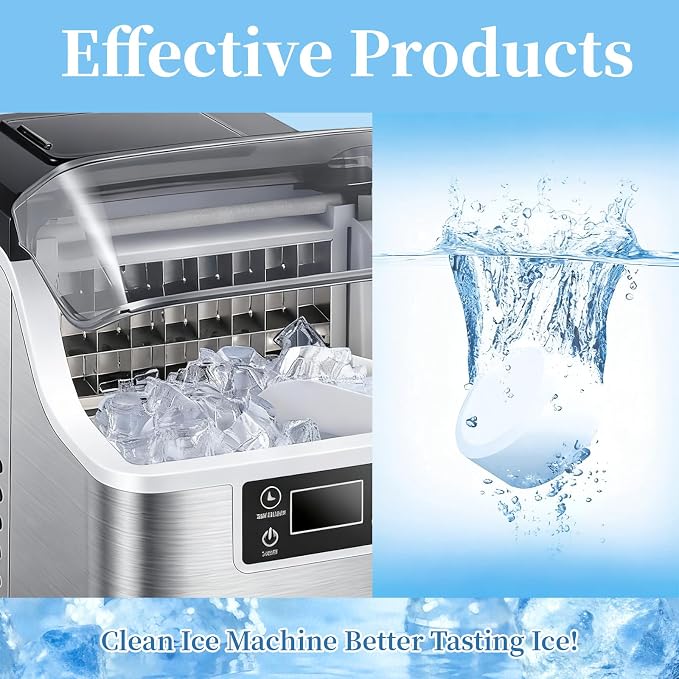 Ice Machine Cleaner Tablets Descaler, 48 Pack Ice Maker Cleaner, Nickel Safe Scale for Countertop Portable Nugget Ice Makers Cleaning, Remove Hard Water Buildup, Odor-Free