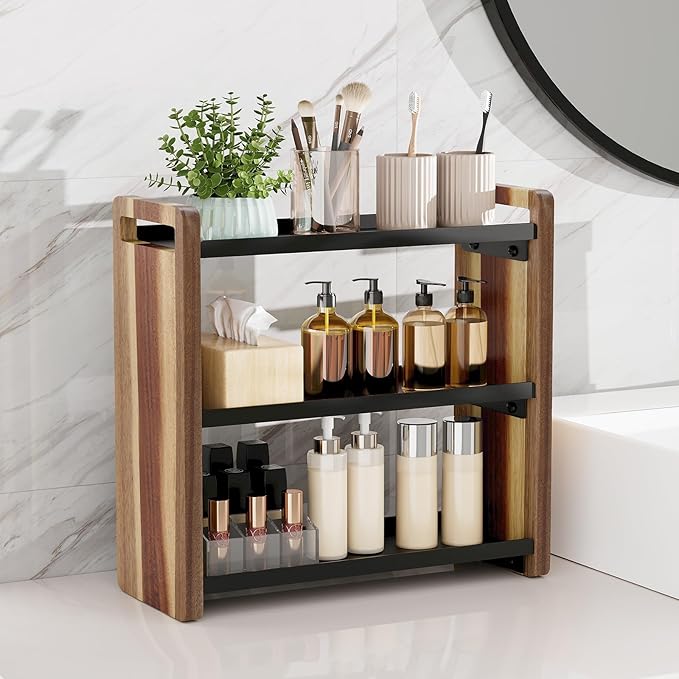 Bathroom Counter Organizer,Bathroom Counter Shelf,Bathroom Organizers,Organizers and Storage,Under Sink Organizer,Cologne Organizer For Men,Cologne Cabinet,Vanity Shelf(Acacia 3 Tier)