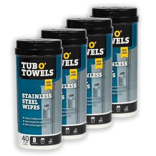 Tub O' Towels TW90 Heavy-Duty Multi-Surface Cleaning Wipes, 5-Pack – XL 10" x 12" Dual-Texture Wipes, 90 Count Per Canister (450 Total Wipes) – Helps Remove Grease, Oil, Tar, Paint & Ink
