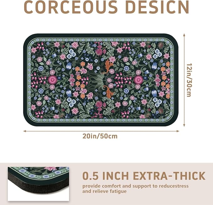 Dish Drying Mat for Kitchen Counter 12x20 Inch, Boho Quick Dry Coffee Mat | Made of super absorbent diatomite that quick dries dishes, coffee machine & sink area. Non-slip rubber base for countertop