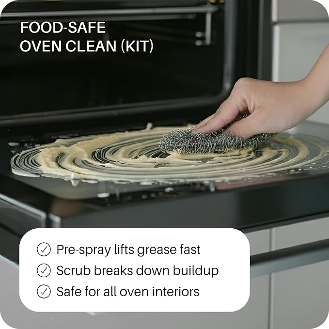 Everneat Oven Cleaning Kit: Natural Oven Cleaner and Kitchen Cleaner | Heavy Duty | Grill, Stovetop, Rack | Fume-free | Non-toxic | Safe to Clean All Ovens (Unscented) | Refillable Glass Jar & Bottle