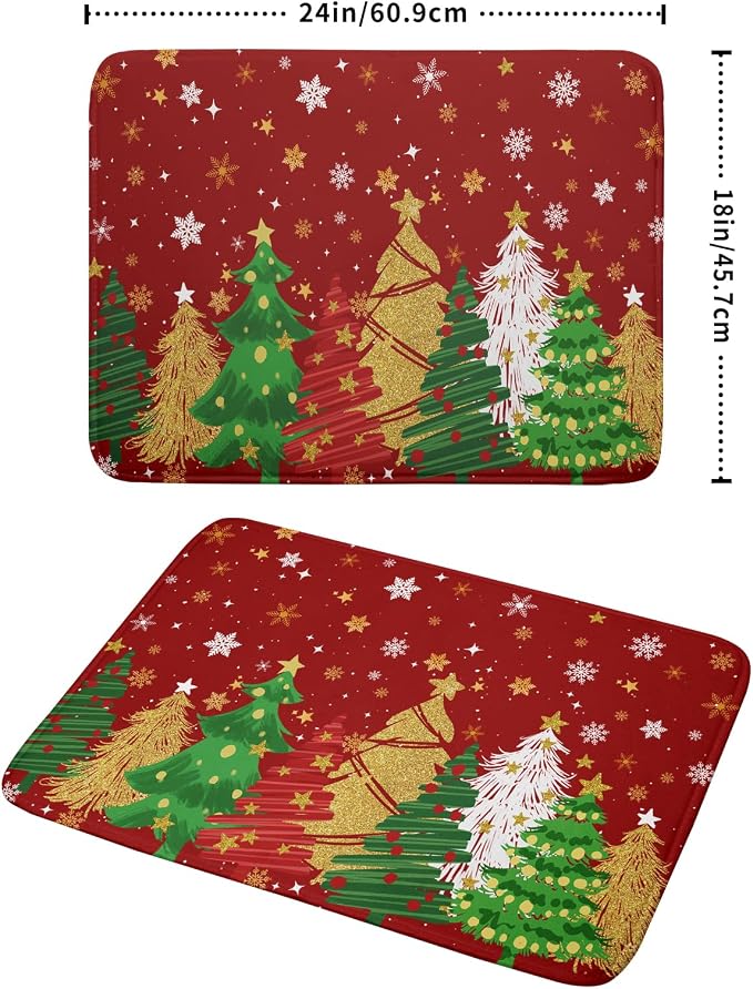 Christmas Dish Drying Mat for Kitchen Counter 18 x 24 Inch Xmas Snowflake Dish Drainer Mat Absorbent Microfiber Red Dish Rack Pad for Holiday Winter Coffee Dining Bar Decor