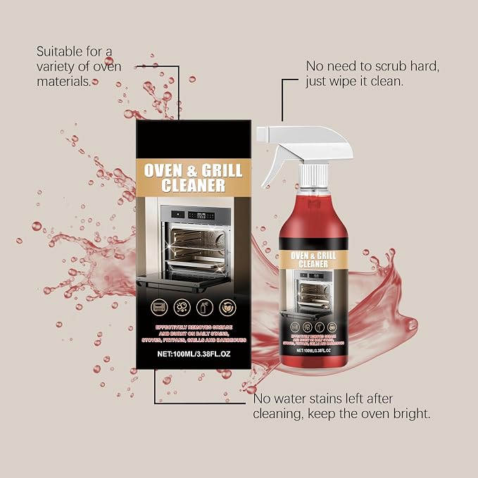Oven & Grill Cleaner Spray, Heavy Duty Degreaser for Kitchen Appliances, Deep Cleaning Formula for Ovens, Grills, Air Fryers & BBQ Grates, 100ML