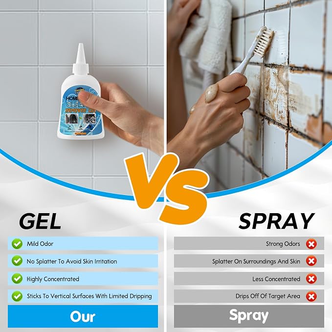 Mold Stain Remover Gel, Washing Machine Cleaner for Front Loader Washer Gasket Rubber Seal Home Stain Removal Gel for Grout, Caulk, Shower, Bathroom, Refrigerator, Bathtub Cleaning Solution 8 Fl Oz