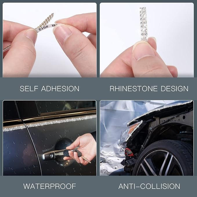 Kingdder 16.4 ft Bling Car Trim Self Adhesive Bling Car Accessories for Women Rhinestone Strip Glitter Diamond Sticker DIY Line Molding Dashboard Decal Shiny Auto Stuff for Interior Exterior Decor