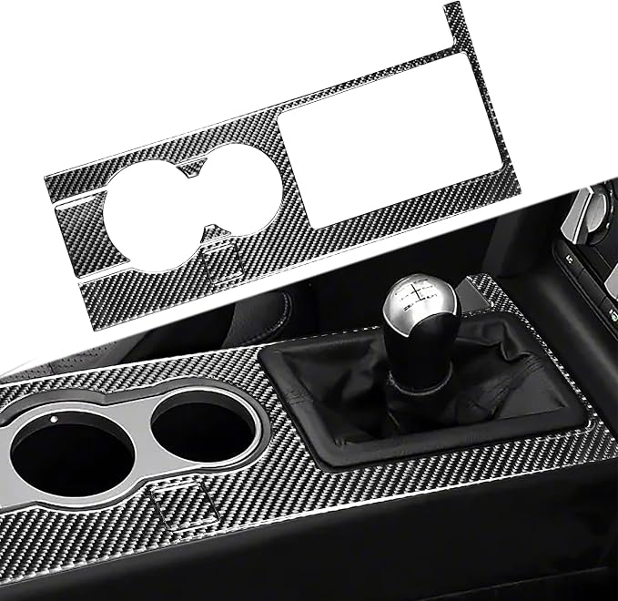 Real Carbon Fiber Trim for Ford Mustang GT Shelby Accessories | for 2005 2006 2007 2008 2009，Gear Shift Box Panel Cover，Thick Overlay Sticker Decal，5PCs