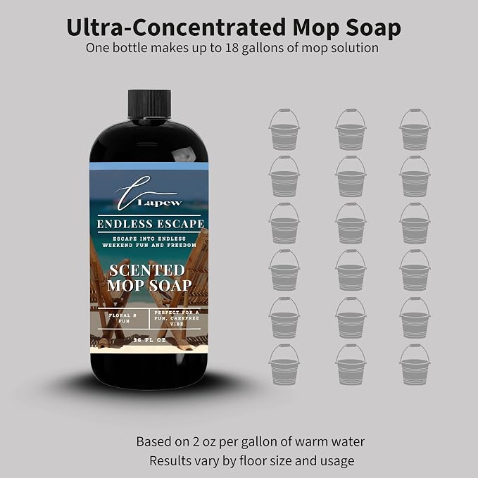 Lapew Endless Escape Scented Mop Soap - Luxury Floor Cleaner Concentrate for Mopping Tile, Laminate, Vinyl & Hardwood | Streak-Free, Low-Foam | 36 oz