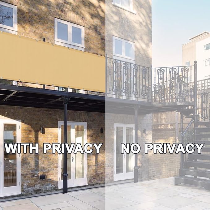 LOVE STORY 3.3' x 19.7' Balcony Privacy Screen Cover for Apartment, Sand | HDPE Fabric, 95% UV Block, Fence Cover for Patio Deck, Railing Screen for Porch, Privacy Protective, Custom Size Available
