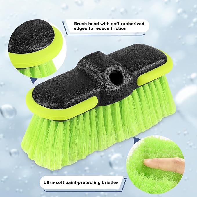 Car Wash Brush Head with Soft Bristle 8 ", 4 Pack Scrub Brush Attachment for Extension Pole, Outdoor Cleaning Tool for Window, Wall, Floor, Deck, Patio