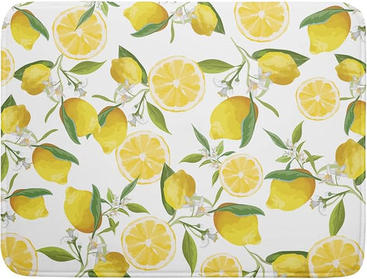 Lemon Dish Drying Mat for Kitchen Counter Spring Summer Microfiber Absorbent Dish Draining Reusable Washable Foldable Extra Large 18"x24"