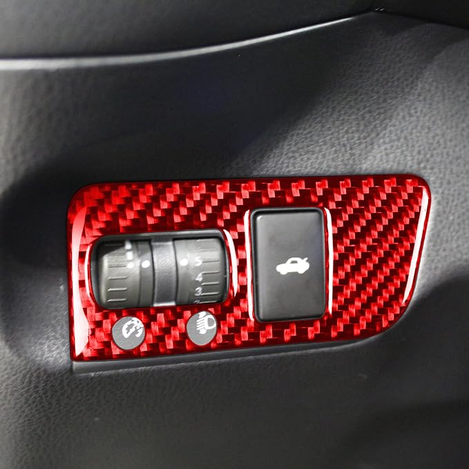 Compatible with Subaru BRZ 2016 2017 2018 2019 2020 Red Real Carbon Fiber Accessories Car Headlight Control Button Decals Accessories Trim Stickers Interior Type-B