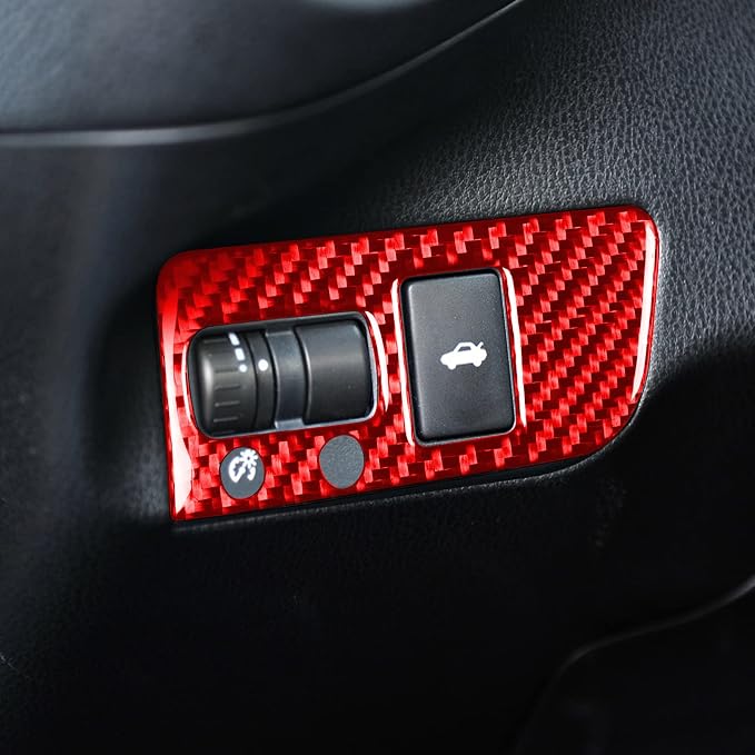 Compatible with Subaru BRZ 2016 2017 2018 2019 2020 Red Real Carbon Fiber Accessories Car Headlight Control Button Decals Accessories Trim Stickers Interior Type-B