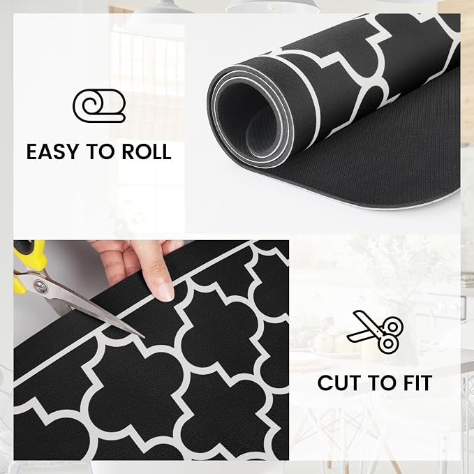 WISELIFE Dish Drying Mat Super Absorbent Drying Mat Large Dish Drying Mats for Kitchen Counter Easy Clean Dish Mat Kitchen Drying Mat15"x 18" Stylish Black