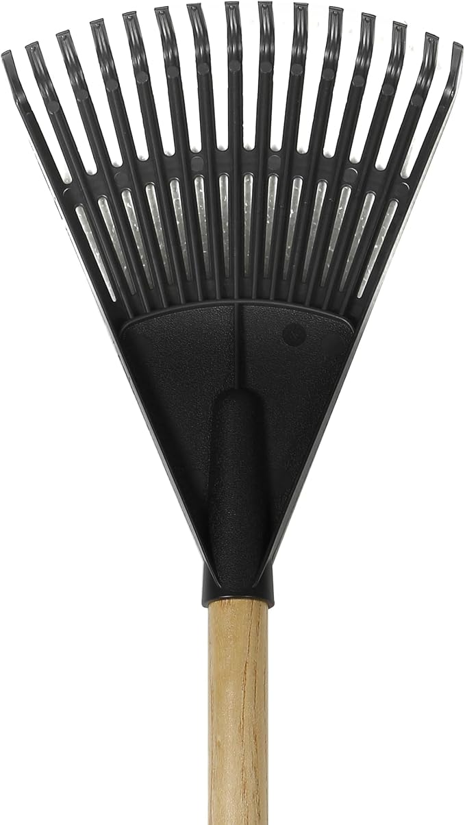 8-inch Wood and Poly Shrub Leaf Rake
