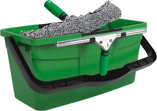 Unger Window Cleaning Kit 3-in-1: 14-in. Squeegee, Washer, Bucket | Complete glass cleaning system; WNK13; includes microfiber washer with T-bar handle & 3-gallon bucket