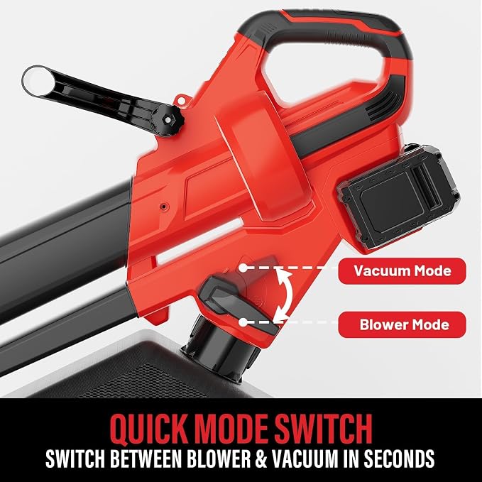 MZK 40V Leaf Vacuum Mulcher, 600 CFM Cordless Blower | High-airflow 3-in-1 tool with 40L bag and dual batteries for leaf collection around lawns and driveways.
