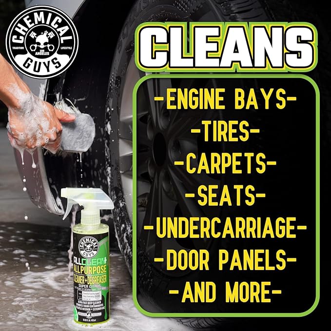 Chemical Guys, All Clean+ Citrus All-Purpose Cleaner & Degreaser, 2 x 16 oz | Citrus all-purpose cleaner cuts grease, grime and stains on interior and exterior surfaces, dilutable, two pack