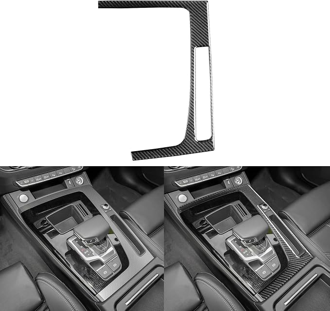 Real Carbon Fiber Trim for Audi 80A Q5 Accessories | for SQ5 2018-2025 Dash Center Console Gear Shift Outer Panel Frame Cover Sticker Interior Thick Overlay Decal - B