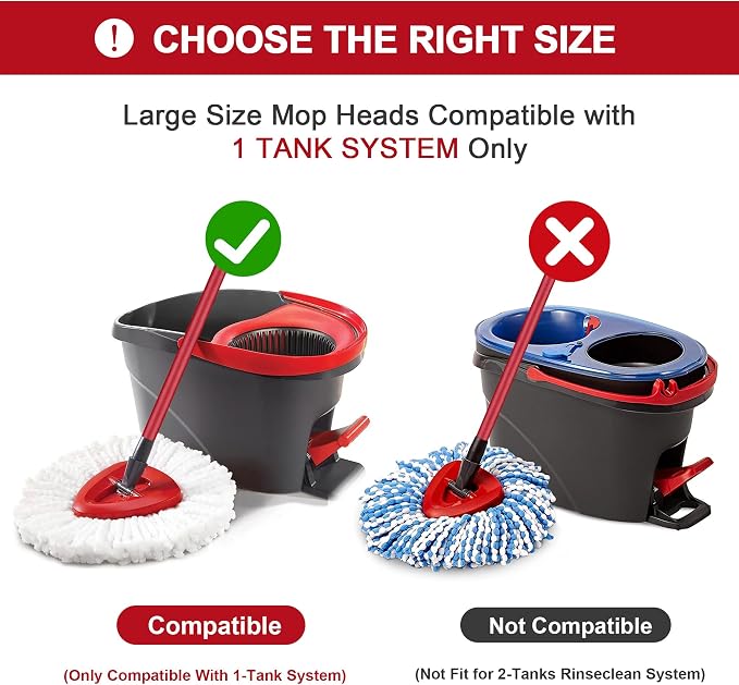 7 Pack Mop Heads Replacement for O-Ceda Easy Wrin Spin Mop, Microfiber Spin Mop Refills, Easy Cleaning Mop Head Replacement (7pcs 1-Tank Mop White)