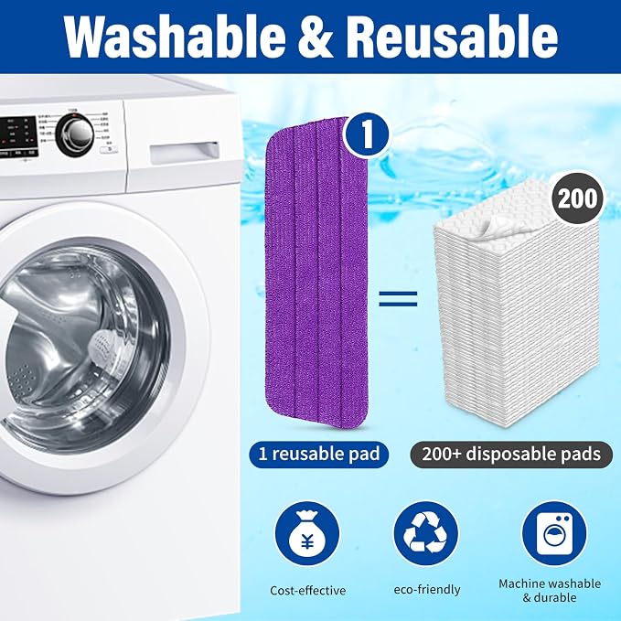 16.5" Microfiber Mop Pads Refills, 4 Pack Reusable Replacement Heads | reusable wet mop refills, machine washable for 14-16 inch spray mops, hardwood floors, dust cleaning & scrubbing