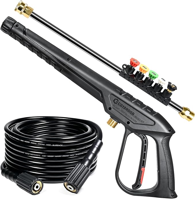Pressure Washer Gun and Hose, 25 FT Hose with Extension Wand | 3600 PSI Gun & Hose Kit with Wand, M22-14mm Inlet & 1/4" Quick Connect