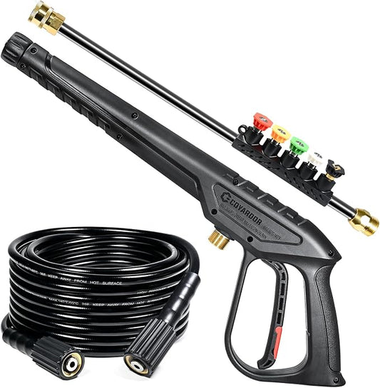 Pressure Washer Gun and Hose, 25 FT Hose with Extension Wand | 3600 PSI Gun & Hose Kit with Wand, M22-14mm Inlet & 1/4" Quick Connect