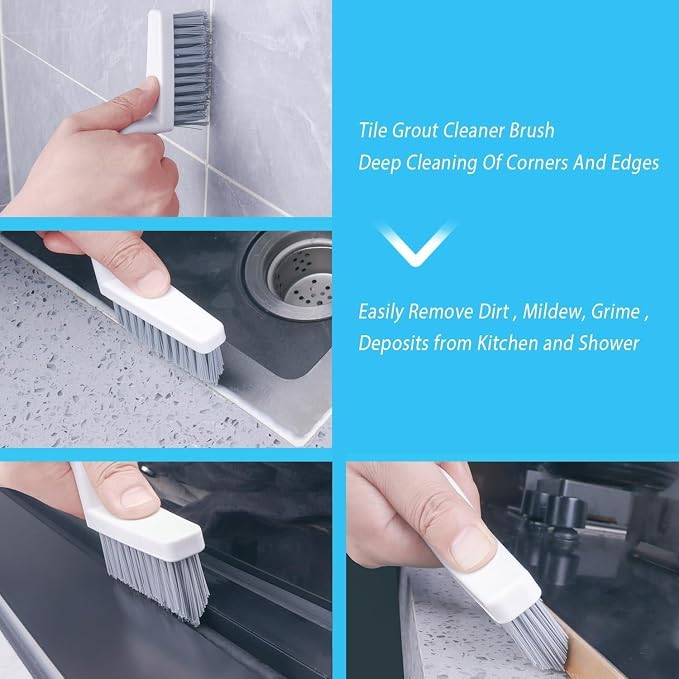 Lumkew Grout Cleaner Brush,Hard Bristle Grout Cleaning Brushes Scrubber for Tile Floors Bathroom Shower, Black, 3 Pieces