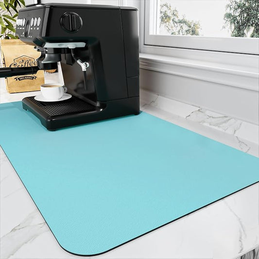 HotLive Coffee Mat - Absorbent Hide Stain Rubber Backed Dish Drying Mat for Kitchen Counter - Bar Mats for Countertops Accessories Fit Under Coffee Maker Espresso Machine