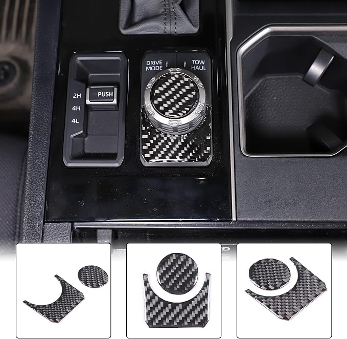 Aunginsy Drive Control Mode Trim Sticker Compatible with Tundra/Sequoia 2022-2025 Center Console Multimedia Control Knob Switch Button Cover Sound Volume Knob Decoration Carbon Fiber Accessories