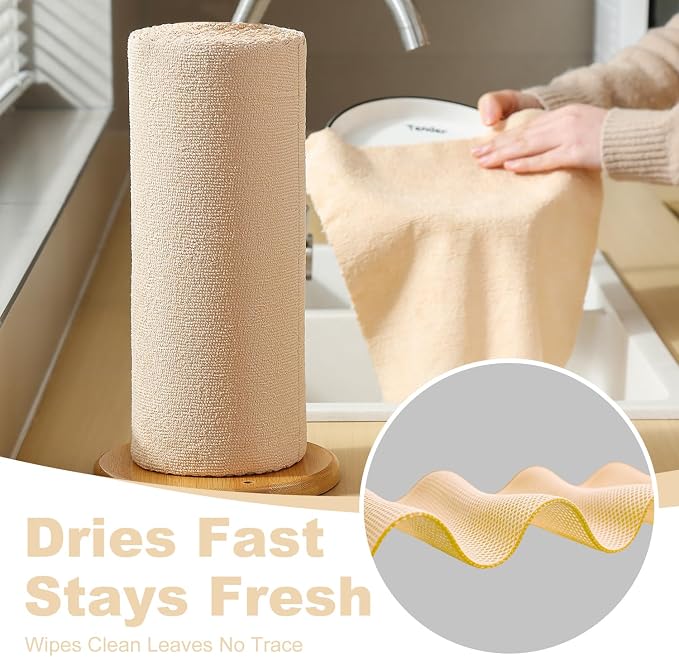 Jessy Home 2 Roll Reusable Paper Towels,100 Sheets Tear Away Microfiber Cleaning Cloth, Lint Free Cleaning Rags for Kitchen, Dishcloth,Household Cleaning Supplies