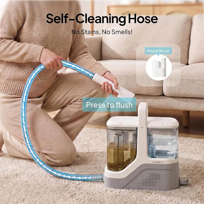 Livatro Portable Carpet Upholstery Cleaner Machine with 2.3L+1.3L Dual Tank | 600W 16kPa Powerful Suction Deep Cleaning Spot Cleaner Shampooer, for Pet Stain Rug Stair Couch Sofa Handheld Cleaner
