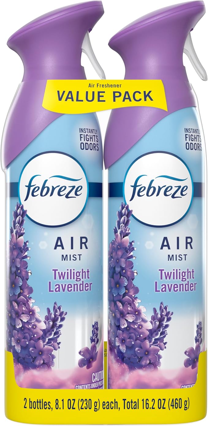 Febreze Air Mist, Air Freshener Spray, Odor Fighting Room Spray, Deodorizer for Home Bathroom Kitchen Office Apartment Dorm Room Classroom, Twilight Lavender Scent, 8.1oz (Pack of 2)