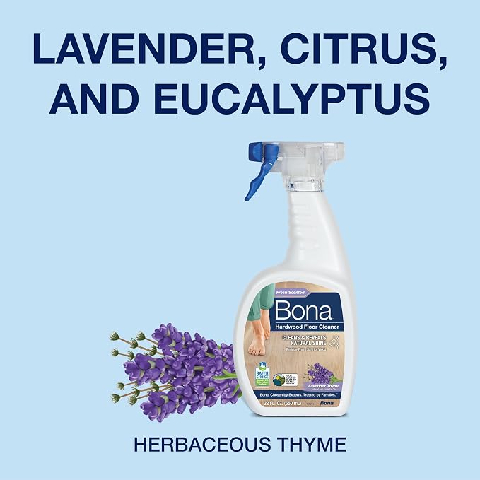 Bona® Hardwood Floor Cleaner Spray - 32 fl oz - Lavender Thyme - Includes Filled Bottle + Concentrate Refill for Hardwood Floor Cleaning