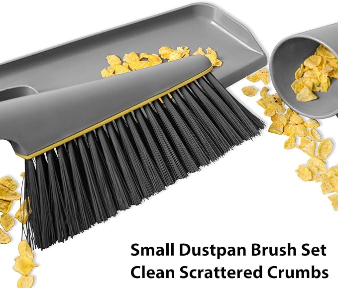 Lumkew Small Broom and Dustpan Set, Hand Mini Dust-Pan and Brush,1 Pcs Gray | Handheld, Portable, Compact