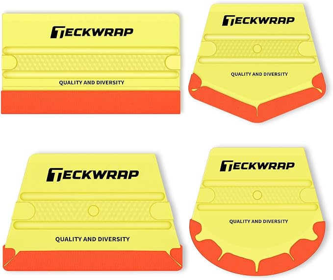 TECKWRAP Felt Squeegee for Vinyl Car Wrap Window Tint - 4PCS, Soft Yellow | Felt Edge Vinyl Squeegee, Scratch-Free Tool for PPF, Decal, Inkjet Sticker Paper & Wallpaper DIY Projects