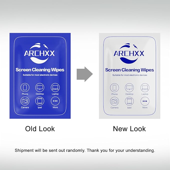 ARCHXX Screen Wipes for Electronics, 240 Count 6"x6" Pre-Moistened Screen Cleaner for Screens, Computer,Laptop,Tablet,Phone,Monitor,Car Screen Cleaner, Lens Wipes Individually Wrapped