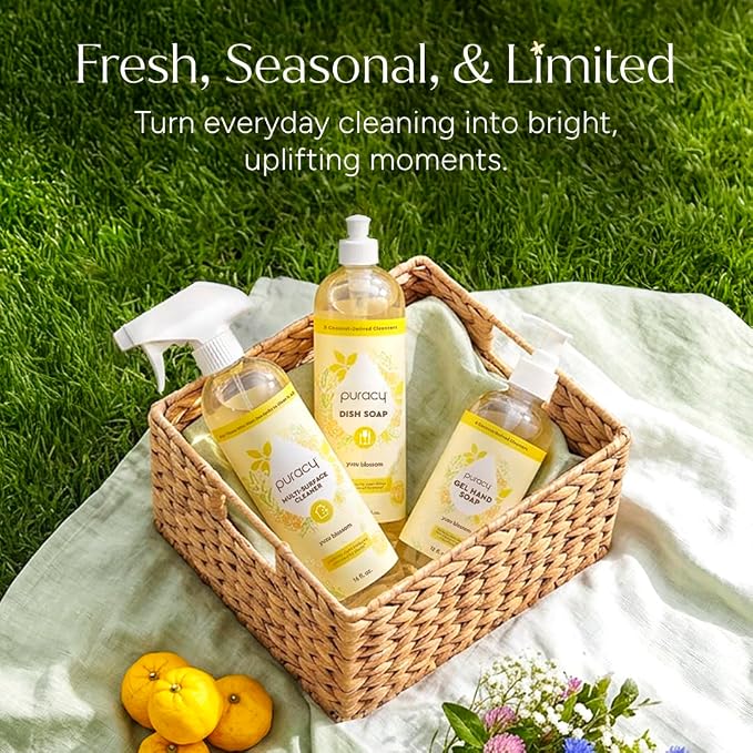 Puracy All Purpose Cleaner Spray – Plant-Powered Multi-Surface Cleaner - Surface Cleaner Solution As Seen on TikTok (Limited Edition Yuzu Blossom, 16 fl oz, 3 Pack)