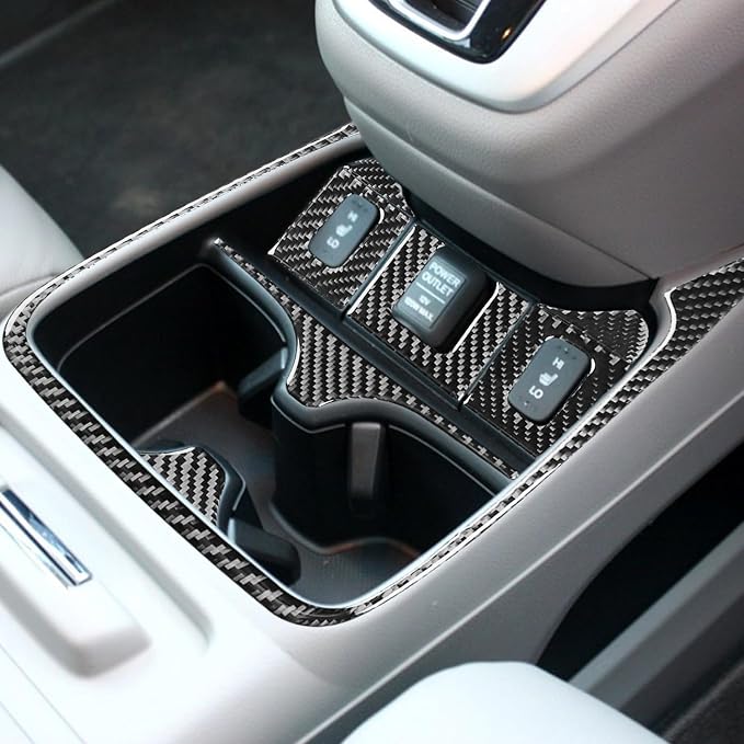 Real Carbon Fiber Trim for Honda CRV Accessories | for CR-V 2012 2013 2014 2015 2016 Center Control Cup Holder Panel Cover Sticker Interior Thick Overlay Decal