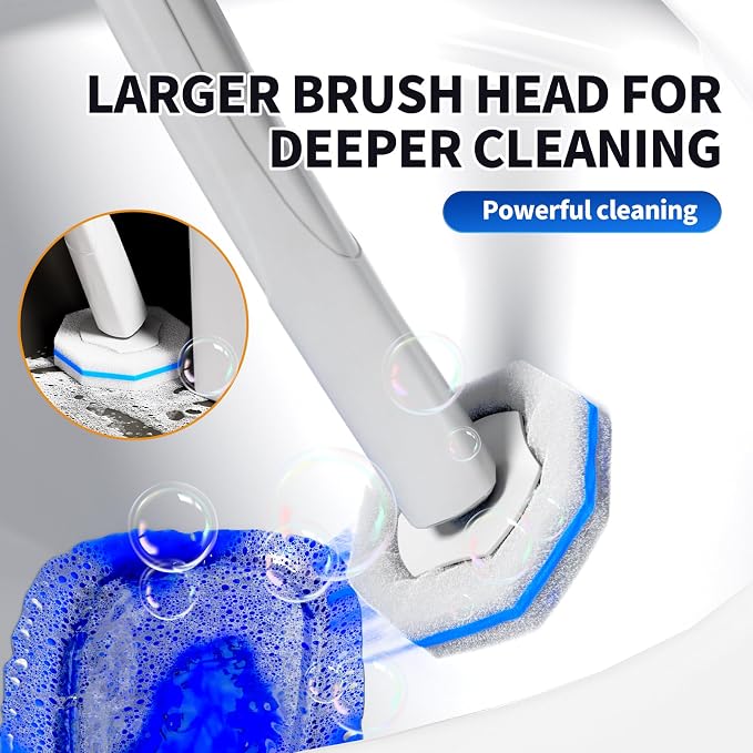 60pcs Disposable Toilet Brush Refill Pads, Replacement Brush Heads, Toilet Cleaner Refills，Disposable Wand Heads，Bathroom Cleaning，Toilet Cleaning Scrubbers Compatible with Most Toilet Brushes