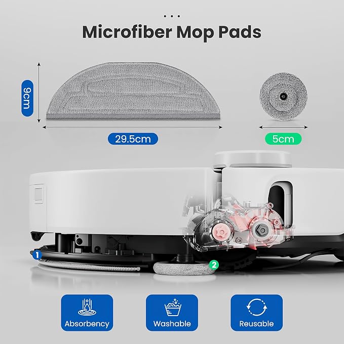 12 Pack Mop Pads Refills for Roborock S8 MaxV/S8 Max Ultra Robot Vacuum | 6 Pack Mop Cloth with Dual Sonic Vibrations Modules, 6 Pack Edge Mop Pads Accessories