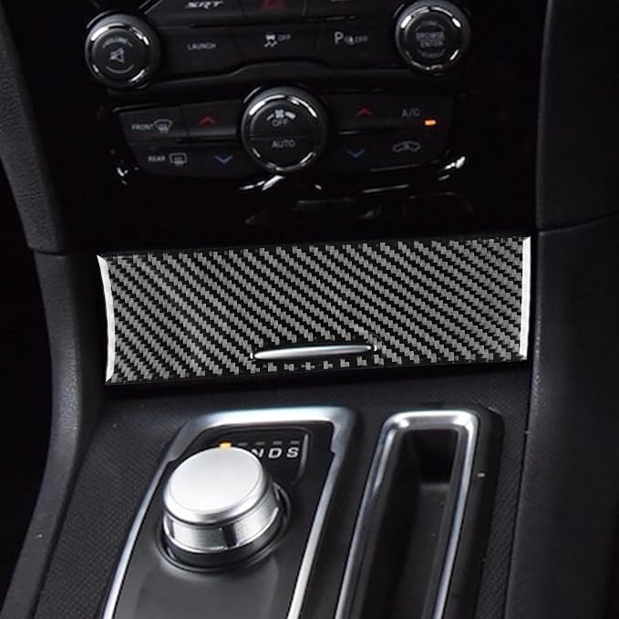 Real Carbon Fiber Trim for Chrysler 300 Accessories | for 2015-2023 300C 300S Limited/Touring Center Console Socket Cover Panel Sticker Interior Thick Overlay Decal