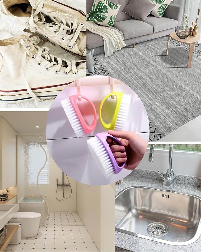 Scrubbing Brushes for Cleaning Small Scrub Brush with Nylon Stiff Bristles | 4 Pack Heavy-Duty Scrubber Cleaner Brush Multi-Purpose Cleaning Brush for Bathroom,Showe,Sink,Kitchen,Bathtub,Floor -Compact
