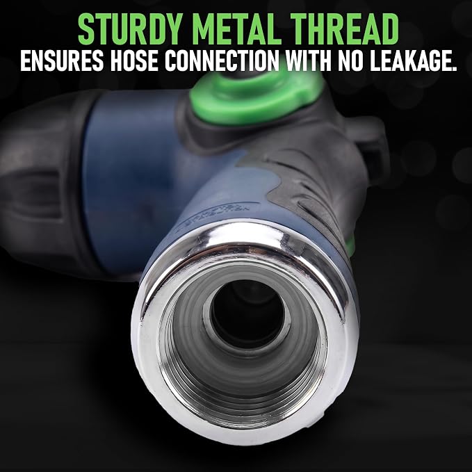 Heavy Duty Metal Garden Hose Nozzle, High Pressure Spray, Adjustable Flow | Hose Nozzle Thumb Control, Premium Water Hose Nozzle For Watering Plants, Lawns, Washing Cars & Pets