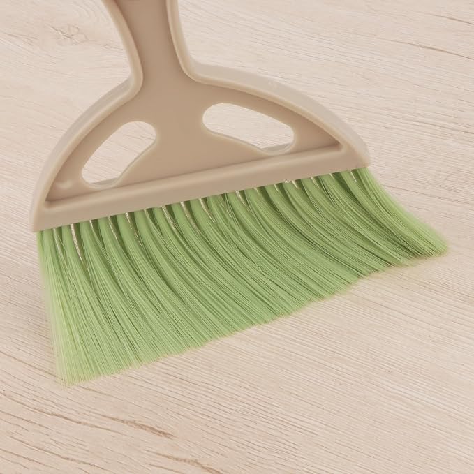 Mini Dustpan and Brush Set Portable Small Broom with Dust Pan Handheld Hangable Whisk Broom and Dust Pan for Home, Kitchen, Table, Office, Car 1 Pcs (Green)