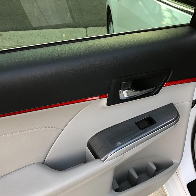 Real Carbon Fiber Trim for Toyota Camry Accessories | for 2012 2013 2014 Rear Door Inner Decoration Strip Interior Thick Overlay Decal 6PCs