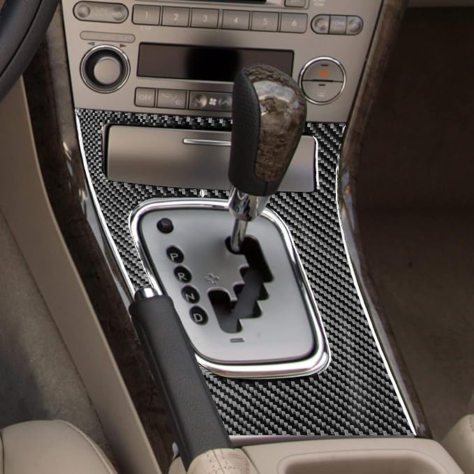 JKYUKU Real Carbon Fiber for Subaru Accessories Center Console Gear Shift | for Legacy/Outback 2005-2009, Black Center Console Gear Shift Surround Frame Shifter Sticker, Tool-Free Installation