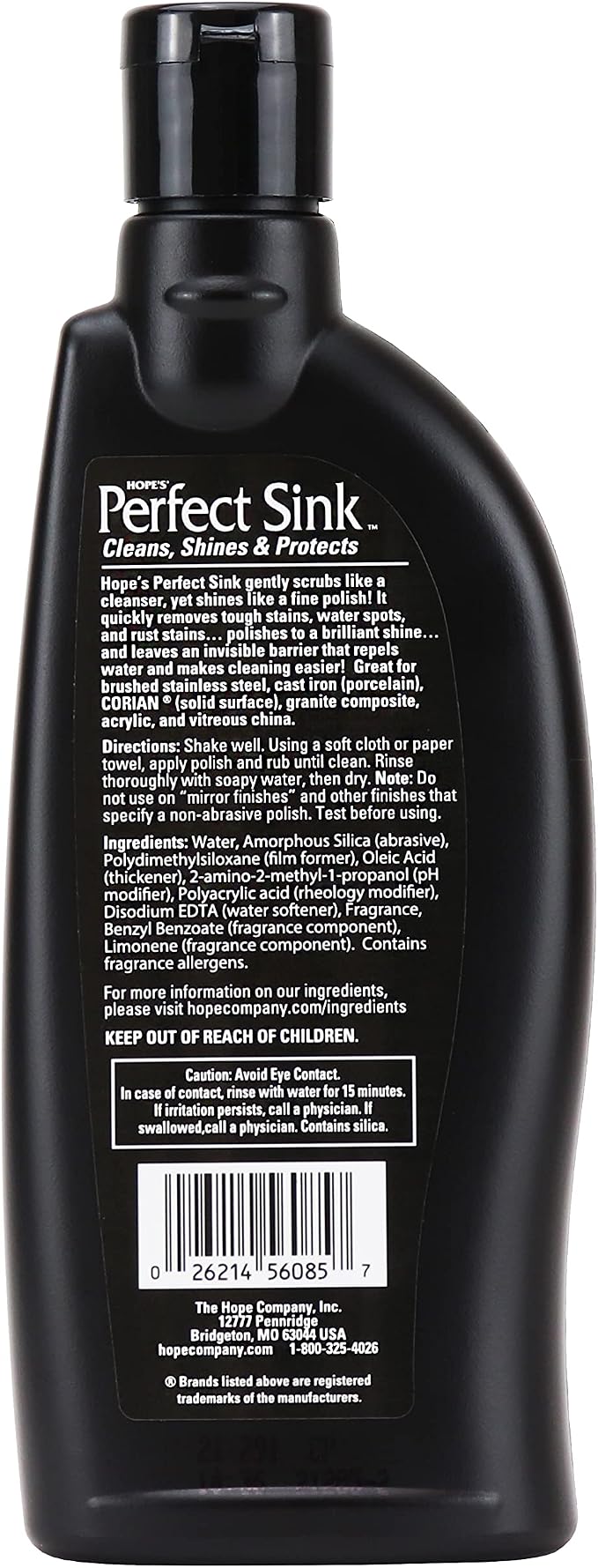 HOPE'S Perfect Sink 8.5 oz Sink Cleaner and Polish, Restorative, Water-Repellant Formula, Stain Remover, Good for Stainless Steel, Cast Iron, Porcelain, Corian, Composite, 12 Pack